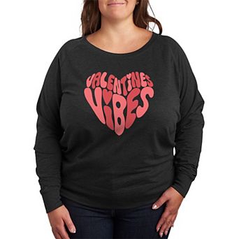 Plus Size Valentine's Vibes French Terry Long Sleeve Tee