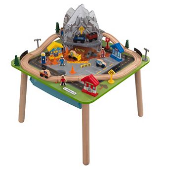 KidKraft Rocky Mountain Wooden Train Table with 50 pc and Built-in Storage