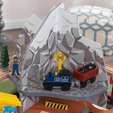 KidKraft Rocky Mountain Wooden Train Table with 50 Pieces and Built-in Storage