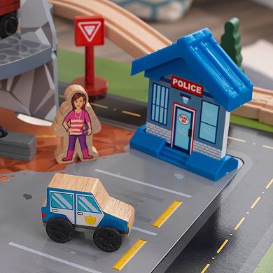 KidKraft Rocky Mountain Wooden Train Table with 50 Pieces and Built-in Storage