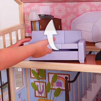 KidKraft So Darling Wooden Dollhouse on Wheels with 29 Accessories