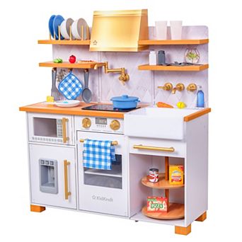 KidKraft Simply Stylish Wooden Play Kitchen with Lights & 30+ Accessories