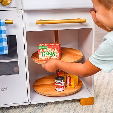 KidKraft Simply Stylish Wooden Play Kitchen with Lights & 30+ Accessories