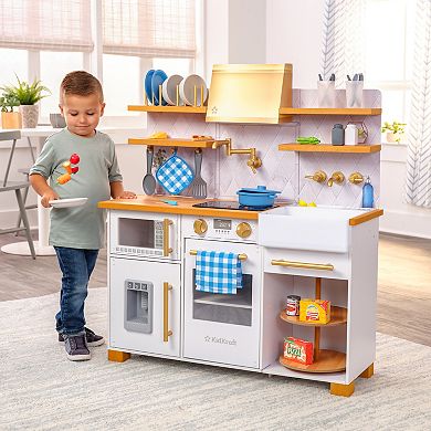 KidKraft Simply Stylish Wooden Play Kitchen with Lights & 30+ Accessories