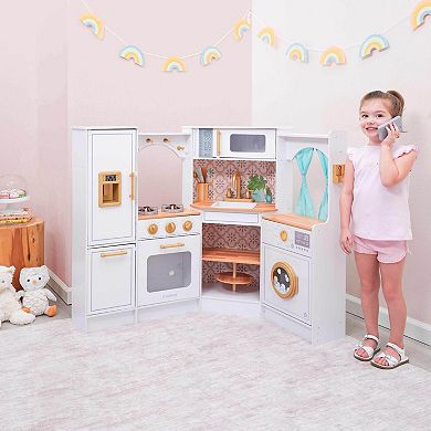 KidKraft Ultimate Corner Wooden Play Kitchen with Lights & Sounds