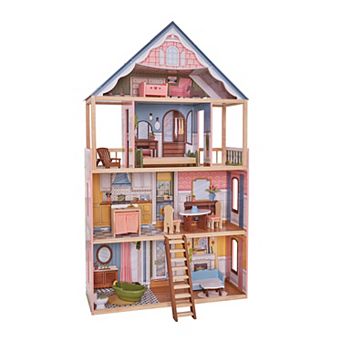 KidKraft Charlotte Classic Wooden Dollhouse with 15 pc Accessories for 12-Inch Dolls