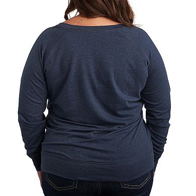 Plus Size Women's Plus Figure Skater USA Stamp Distressed French Terry Long Sleeve Tee