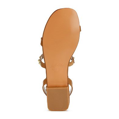 London Rag Flippity Women's Studded Ankle Strap Flat Sandals