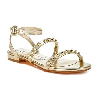 London Rag Flippity Women's Studded Ankle Strap Flat Sandals