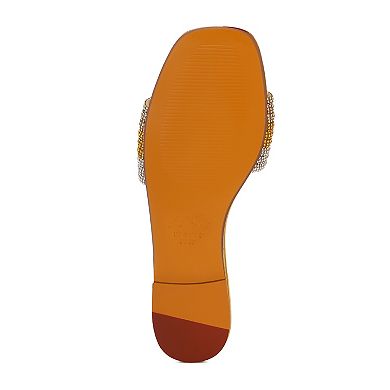 London Rag Chrisy Women's Slip-On Rhinestone Strap Flats