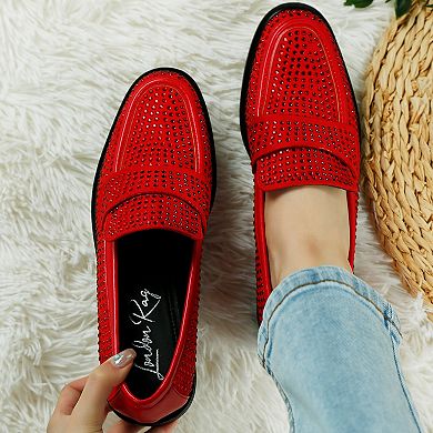 London Rag Rhinestones Embellished Women's Loafers