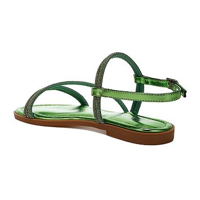 London Rag Bawley Women's Rhinestone Strappy Flat Sandals