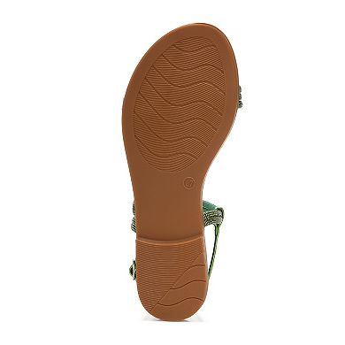 London Rag Bawley Women's Rhinestone Strappy Flat Sandals