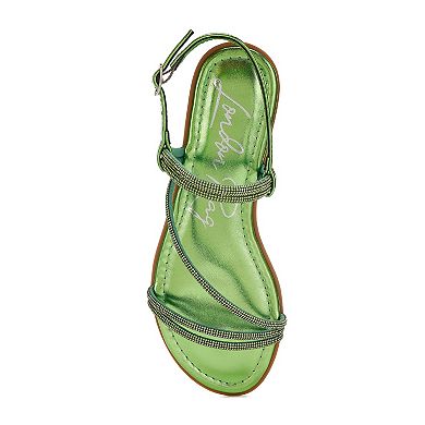 London Rag Bawley Women's Rhinestone Strappy Flat Sandals