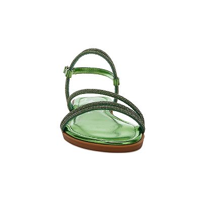 London Rag Bawley Women's Rhinestone Strappy Flat Sandals