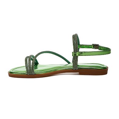 London Rag Bawley Women's Rhinestone Strappy Flat Sandals