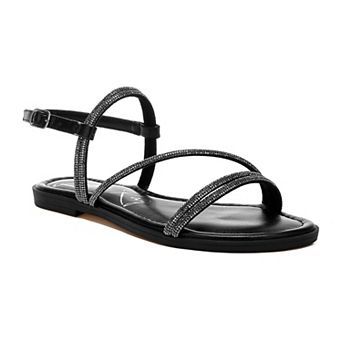 London Rag Bawley Women's Rhinestone Strappy Flat Sandals