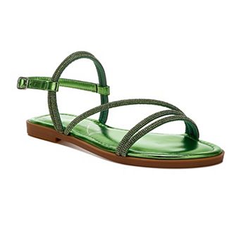 London Rag Bawley Women's Rhinestone Strappy Flat Sandals