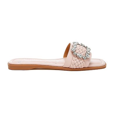 London Rag Hazbin Diamante Women's Slip-On Flat Sandals