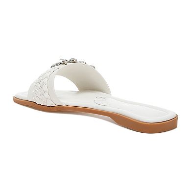 London Rag Hazbin Diamante Women's Slip-On Flat Sandals