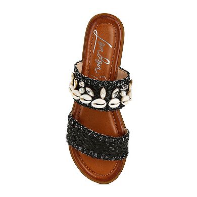 London Rag Shellfish Raffia Women's Slip-On Sandals
