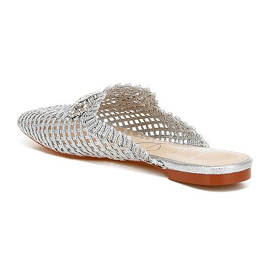 London Rag Roboma Women's Woven Metallic Diamante Mules