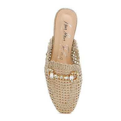 London Rag Roboma Women's Woven Metallic Diamante Mules
