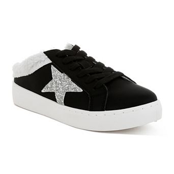 London Rag Moxie Faux Fur Collar Star Detail Women's Slip-On Sneakers