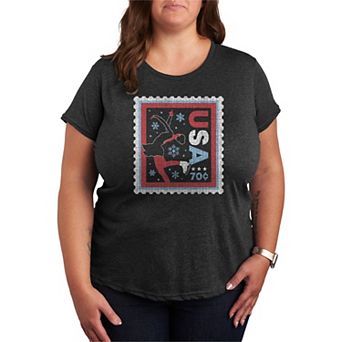 Plus Size Women's Plus Figure Skater USA Stamp Distressed Graphic Tee