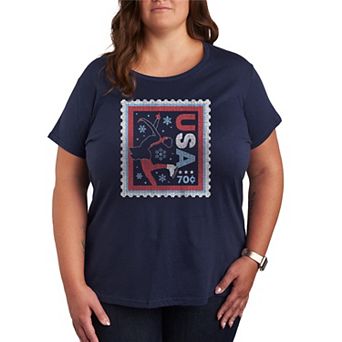 Plus Size Women's Plus Figure Skater USA Stamp Distressed Graphic Tee