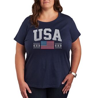 Plus Size USA Winter Sports Sweater Pattern Graphic Tee