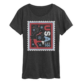 Women's Figure Skater USA Stamp Distressed Graphic Tee