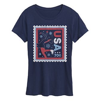 Women's Figure Skater USA Stamp Distressed Graphic Tee