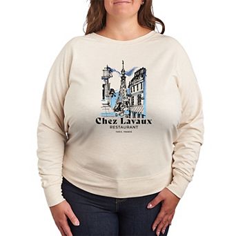 Plus Size Emily in Paris Chez Lavaux Restaurant French Terry Long Sleeve Tee