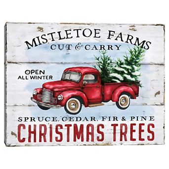 Masterpiece Christmas Tree Farm Red Truck Canvas Wall Art