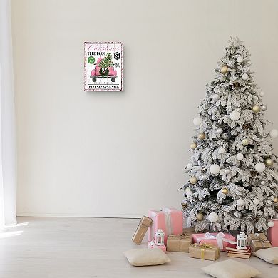 Masterpiece Pink Christmas Tree Truck Canvas Wall Art