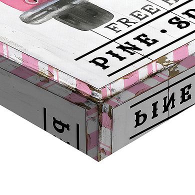 Masterpiece Pink Christmas Tree Truck Canvas Wall Art