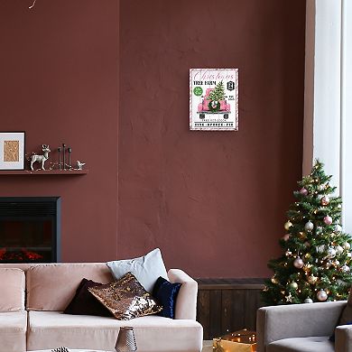 Masterpiece Pink Christmas Tree Truck Canvas Wall Art