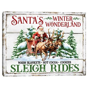 Masterpiece Santa's Winter Wonderland Sleigh Rides Canvas Wall Art