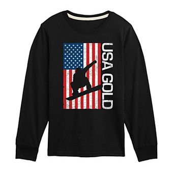 Boys 8-20 USA Gold Snowboarding Long Sleeve Graphic Tee