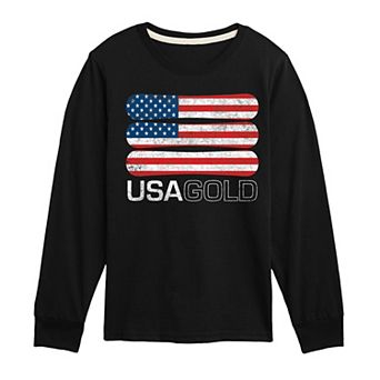 Boys 8-20 USA Gold Distressed Long Sleeve Graphic Tee