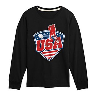 Boys 8-20 USA Hockey Distressed Long Sleeve Graphic Tee