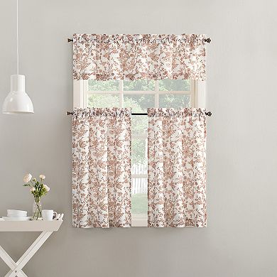 No. 918 Elara Tonal Botanical Semi-Sheer Rod Pocket Kitchen Curtain Valance