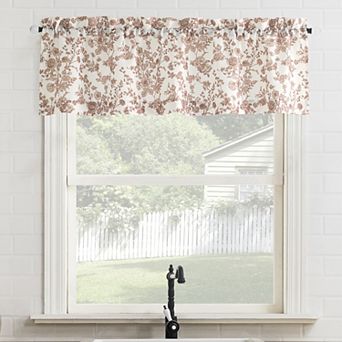 No. 918 Elara Tonal Botanical Semi-Sheer Rod Pocket Kitchen Curtain Valance