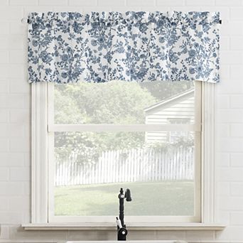 No. 918 Elara Tonal Botanical Semi-Sheer Rod Pocket Kitchen Curtain Valance