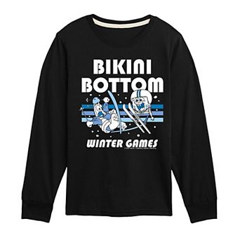 Boys 8-20 SpongeBob SquarePants Bikini Bottom Winter Games Long Sleeve Graphic Tee