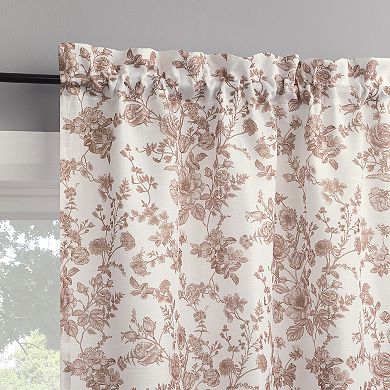 No. 918 Elara Tonal Botanical Semi-Sheer Rod Pocket Kitchen Curtain Tier Pair