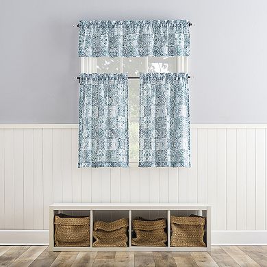 No. 918 Genoa Mosaic Semi-Sheer Rod Pocket Kitchen Curtain Valance