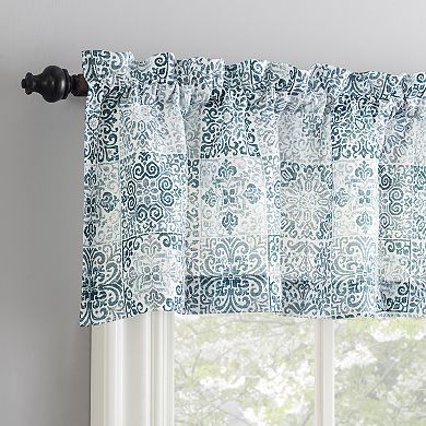 No. 918 Genoa Mosaic Semi-Sheer Rod Pocket Kitchen Curtain Valance