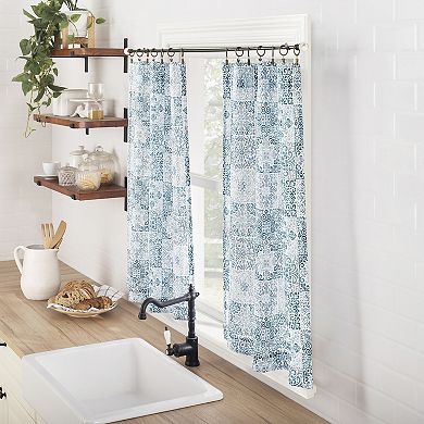 No. 918 Genoa Mosaic Semi-Sheer Rod Pocket Kitchen Curtain Tier Pair